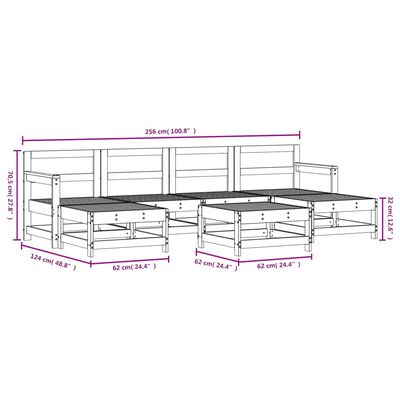 vidaXL 7 Piece Garden Lounge Set Impregnated Wood Pine