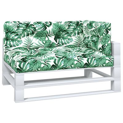 vidaXL Pallet Cushions 3 pcs Leaf Pattern Fabric