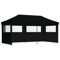 vidaXL Foldable Party Tent Pop-Up with 3 Sidewalls Black