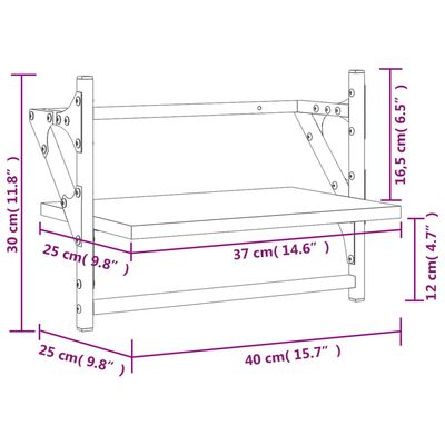 vidaXL Wall Shelves with Bars 2 pcs Brown Oak 40x25x30 cm