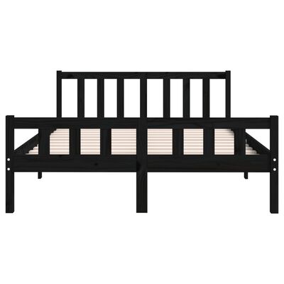 vidaXL Bed Frame without Mattress Black Solid Wood 140x190 cm