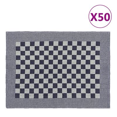 vidaXL Kitchen Towels 50 pcs Blue and White 50x70 cm Cotton