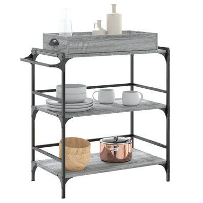 vidaXL Kitchen Trolley Grey Sonoma 81.5x41x92.5 cm Engineered Wood