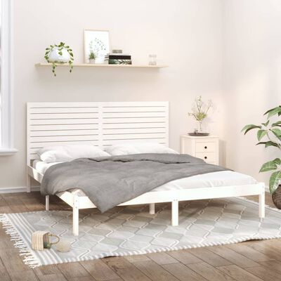 vidaXL Bed Frame White Solid Wood 180x200 cm Super King Size