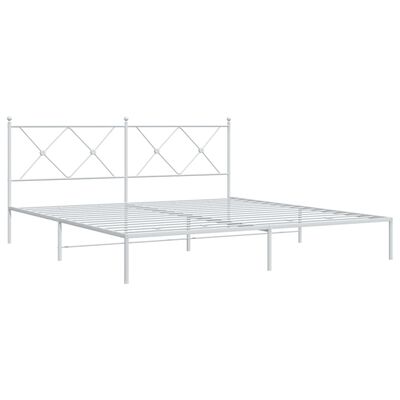 vidaXL Metal Bed Frame without Mattress with Headboard White 180x200 cm Super King