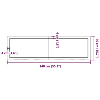 vidaXL Table Top Dark Brown 140x40x(2-6) cm Treated Solid Wood Oak