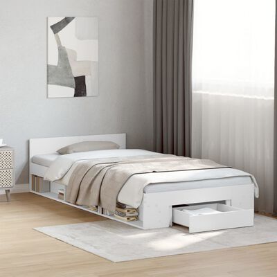 vidaXL Bed Frame with Drawer White 100x200 cm Engineered Wood