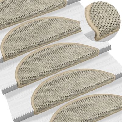 vidaXL Stair Mats Self-adhesive Sisal-Look 15 pcs 56x17x3 cm Light Green