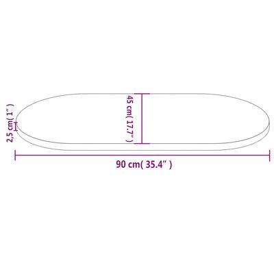 vidaXL Table Top White 90x45x2.5 cm Solid Wood Pine Oval