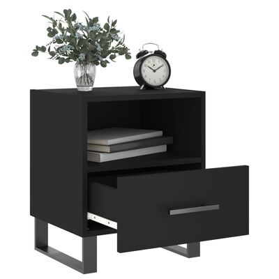 vidaXL Bedside Cabinet Black 40x35x47.5 cm Engineered Wood