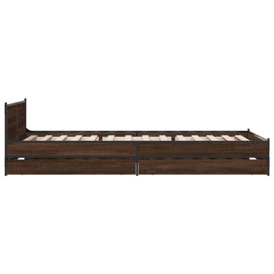 vidaXL Bed Frame with Drawers without Mattress Brown Oak 100x200 cm