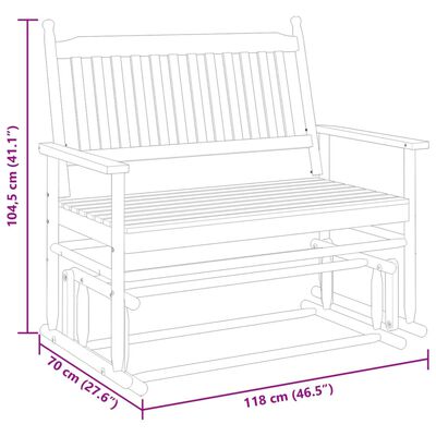 vidaXL Glider Bench Grey 118x70x104.5 cm Solid Wood Poplar