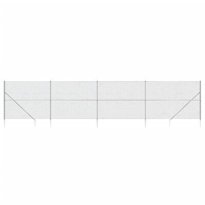 vidaXL Chain Link Fence with Spike Anchors Silver 1.4x10 m