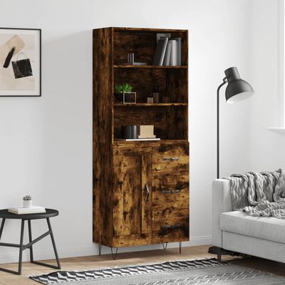 vidaXL Highboard Smoked Oak 69.5x34x180 cm Engineered Wood