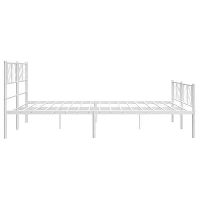 vidaXL Metal Bed Frame without Mattress with Footboard White 180x200 cm Super King