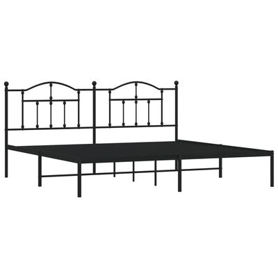 vidaXL Metal Bed Frame without Mattress with Headboard Black 193x203 cm