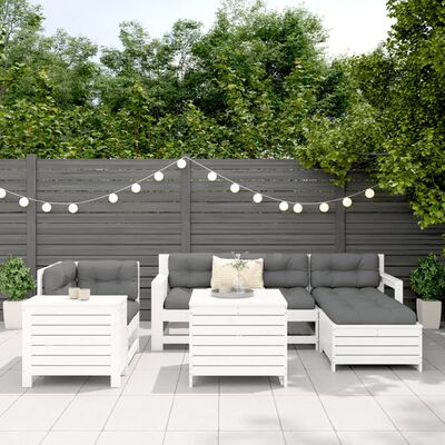 vidaXL 7 Piece Garden Sofa Set White Solid Wood Pine