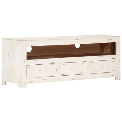 vidaXL TV Cabinet Solid Wood Acacia 110x30x40 cm White