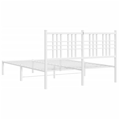 vidaXL Metal Bed Frame without Mattress with Headboard White 120x190 cm Small Double