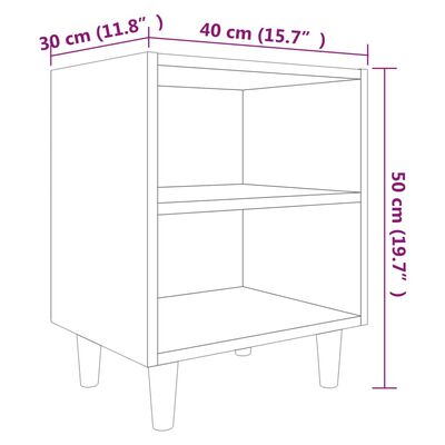 vidaXL Bed Cabinet with Solid Wood Legs Smoked Oak 40x30x50 cm