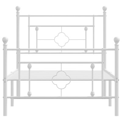 vidaXL Metal Bed Frame without Mattress with Footboard White 100x200 cm