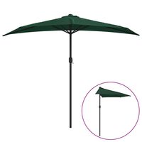 vidaXL Garden Parasol with Aluminium Pole Green 270x144 cm Half