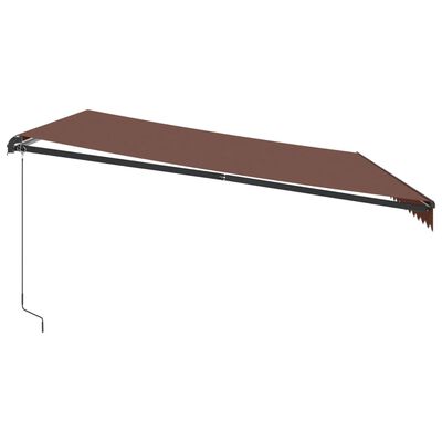 vidaXL Manual Retractable Awning with LEDs Brown 500x350 cm