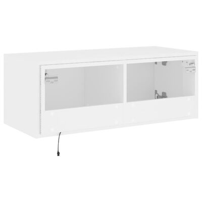 vidaXL TV Wall Cabinet with LED Lights White 80x35x31 cm