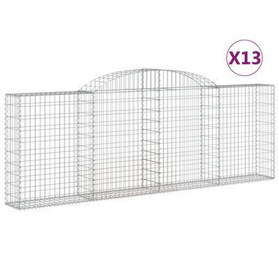 vidaXL Arched Gabion Baskets 13 pcs 300x30x100/120 cm Galvanised Iron