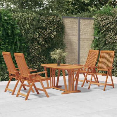 vidaXL 5 Piece Garden Dining Set Solid Wood Eucalyptus