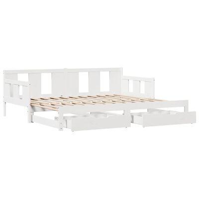 vidaXL Daybed with Trundle and Drawers without Mattress White 80x200 cm