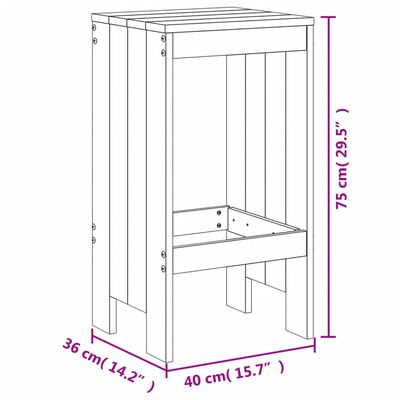 vidaXL 5 Piece Garden Bar Set Grey Solid Wood Pine