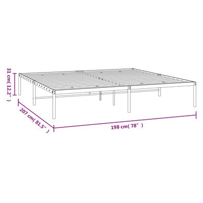 vidaXL Metal Bed Frame without Mattress White 193x203 cm