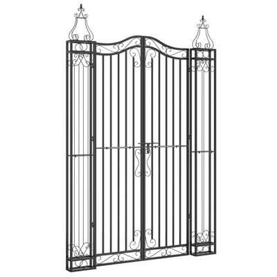 vidaXL Garden Gate Black 121x8x180 cm Wrought Iron