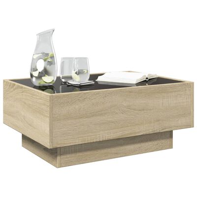 vidaXL Coffee Table with LED Sonoma Oak 70x50x30 cm Engineered Wood