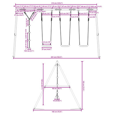 vidaXL Outdoor Swing Set with Swings and Disc Swing