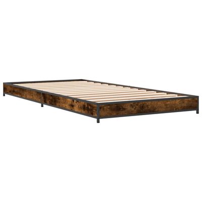 vidaXL Bed Frame without Mattress Smoked Oak 75x190 cm Small Single