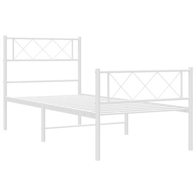 vidaXL Metal Bed Frame without Mattress with Footboard White 100x190 cm