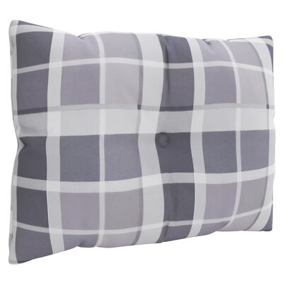 vidaXL Pallet Cushions 3 pcs Grey Check Pattern Fabric