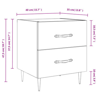 vidaXL Bedside Cabinets 2 pcs Concrete Grey 40x35x47.5 cm Engineered Wood