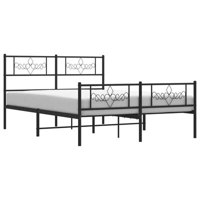 vidaXL Metal Bed Frame without Mattress with Footboard Black 140x190 cm