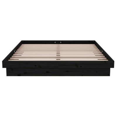 vidaXL Bed Frame without Mattress Black Solid Wood Double