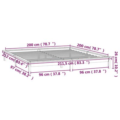 vidaXL LED Bed Frame without Mattress Grey 200x200 cm Solid Wood