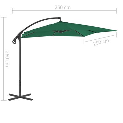 vidaXL Cantilever Garden Parasol with Steel Pole 250x250 cm Green