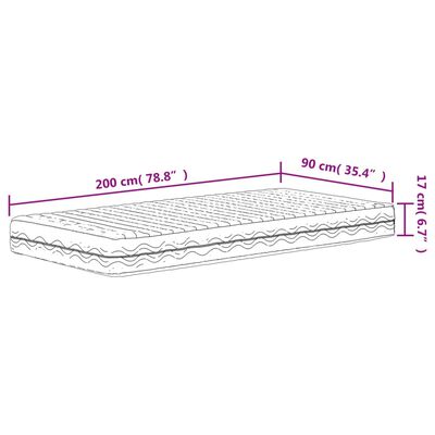 vidaXL Foam Mattress White 90x200 cm Hardness H2 H3