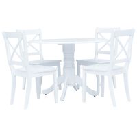 vidaXL 5 Piece Dining Set Solid Rubber Wood White