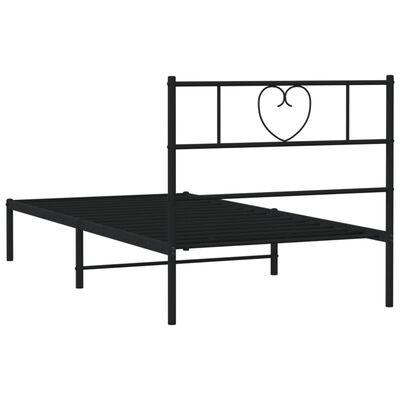 vidaXL Metal Bed Frame without Mattress with Headboard Black 90x190 cm Single