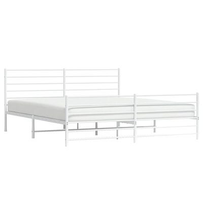 vidaXL Metal Bed Frame without Mattress with Footboard White 193x203 cm