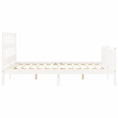 vidaXL Bed Frame without Mattress White King Size Solid Wood Pine