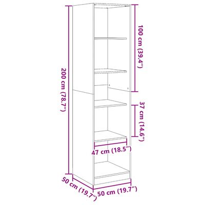 vidaXL Wardrobe White 50x50x200 cm Engineered Wood